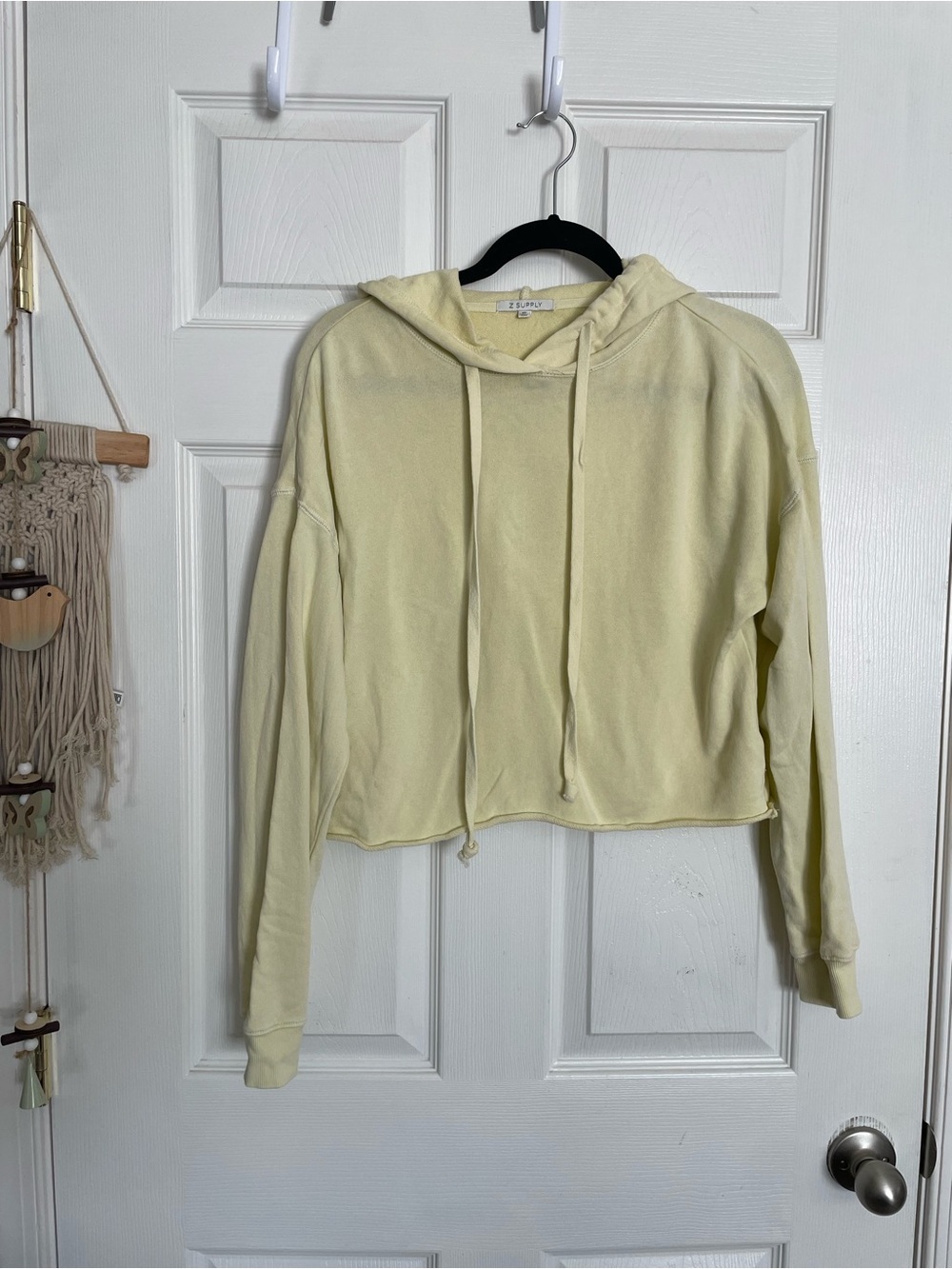 Z Supply 100% Cotton Womens size XS Cropped Hoodie in Light Lemon